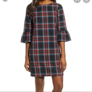 Vineyard Vines Jolly Plaid Greenwich Flutter Sleeve Shift Dress